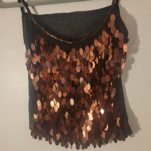 Black and bronze top